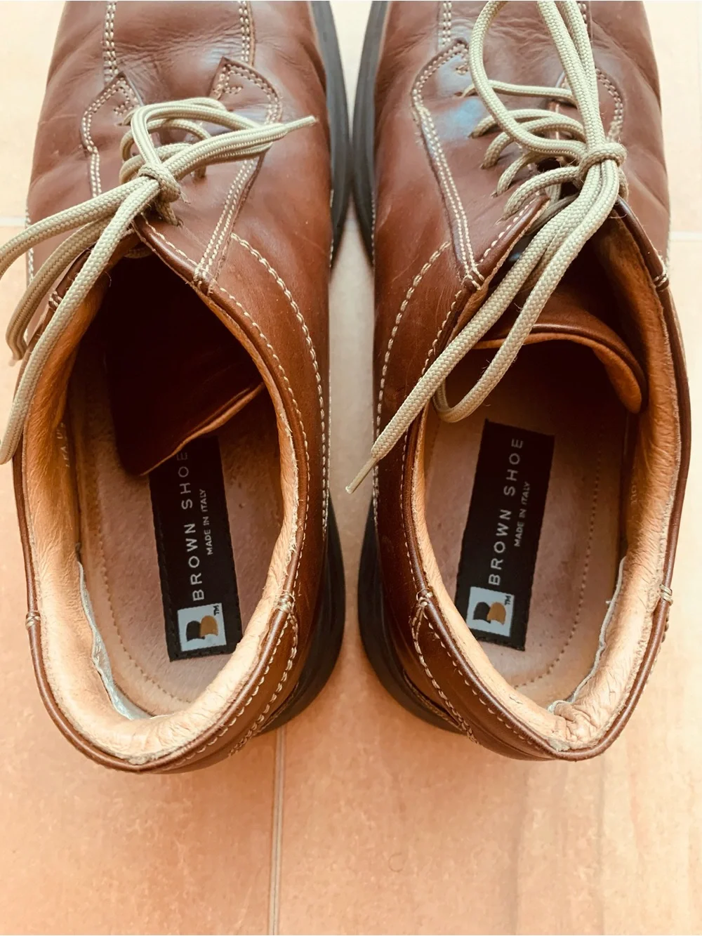 Brown Shoe Collection Vintage Men's Italian Leather Rust Casual Lace-Up Shoes